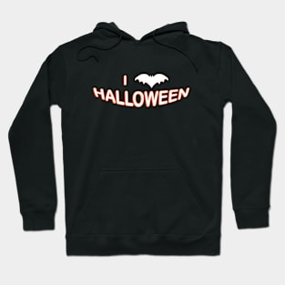 I Love Halloween (Bat) Orange White Hoodie
